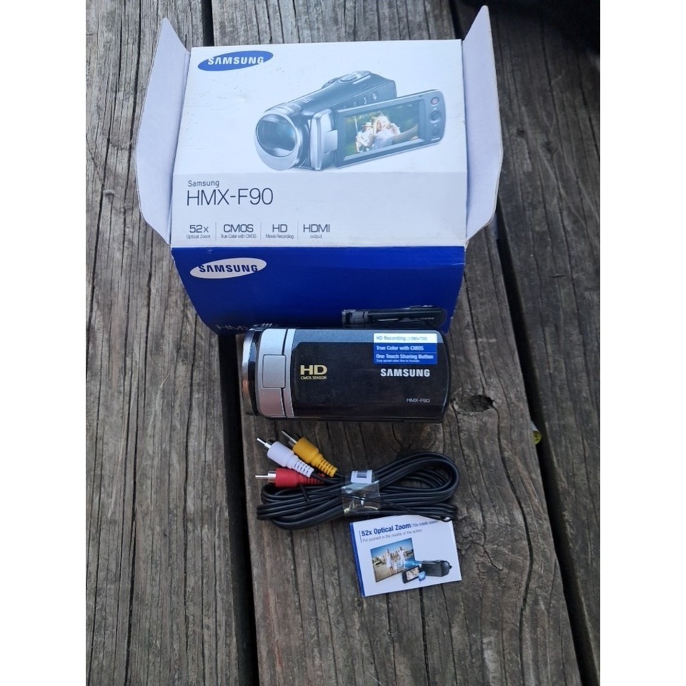 New - Samsung HMX-F90 BLACK HD Camcorder 52x Optical Zoom - 887276007885
